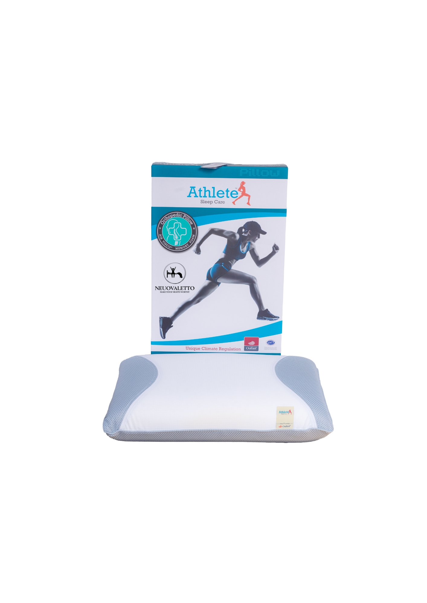 NEUOVALETTO Athlete Pillow – Cloud Feel Air Visco Memory Foam | Outlast® 3D Spacer Fabric | Active Temperature Regulation for Maximum Comfort
