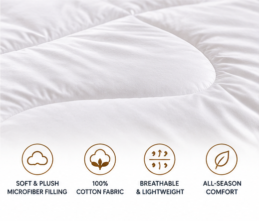 NEUOVALETTO Luxury Duvet – 100% Cotton 300TC with Soft Microfiber Filling