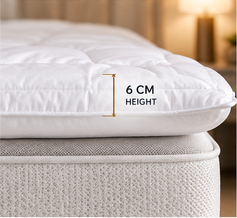 NEUOVALETTO 6cm Luxury Mattress Topper – 100% Cotton 300TC & Microfiber Filling