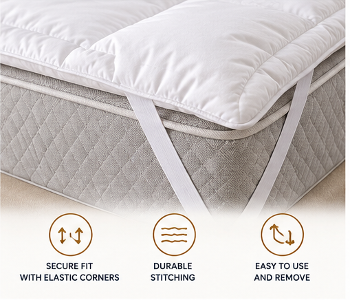 NEUOVALETTO 6cm Luxury Mattress Topper – 100% Cotton 300TC & Microfiber Filling